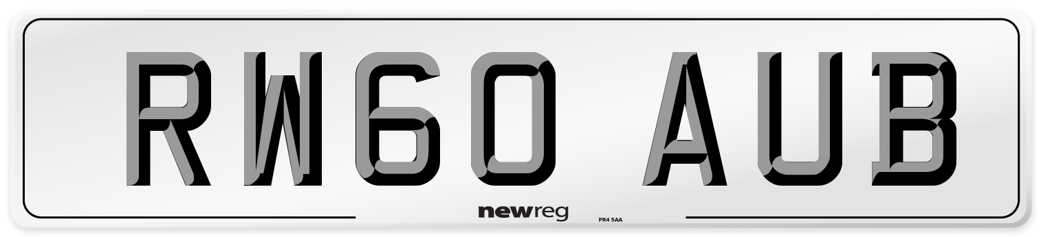 RW60 AUB Number Plate from New Reg